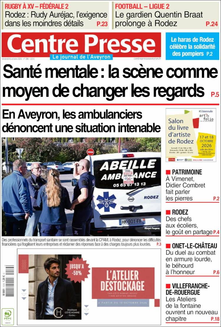 Portada de Centre Presse (Francia)