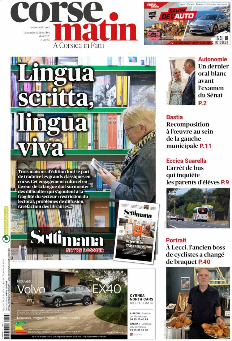 Portada de Corse-Matin (Francia)
