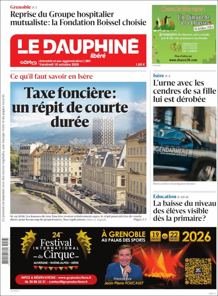 Portada de Le Dauphiné Libéré (Francia)