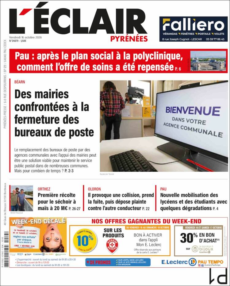 Portada de L'Eclair des Pyrénées (Francia)