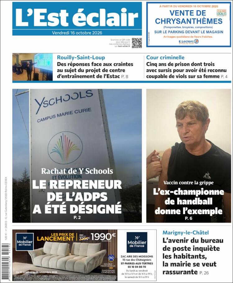 Portada de L'Est Eclair (Francia)