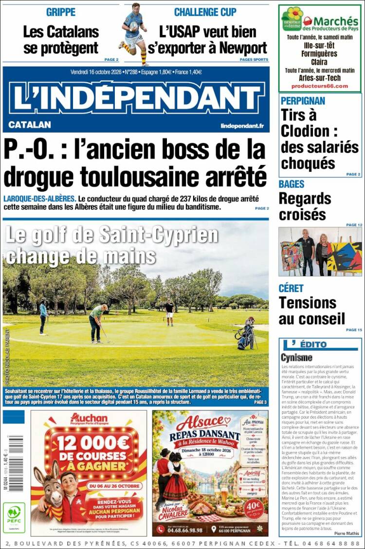 Portada de Le Indépendant (Francia)