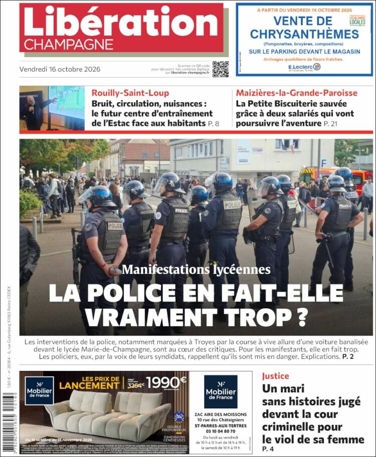 Portada de Libération Champagne (Francia)