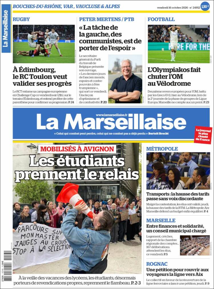 Portada de La Marseillaise (Francia)