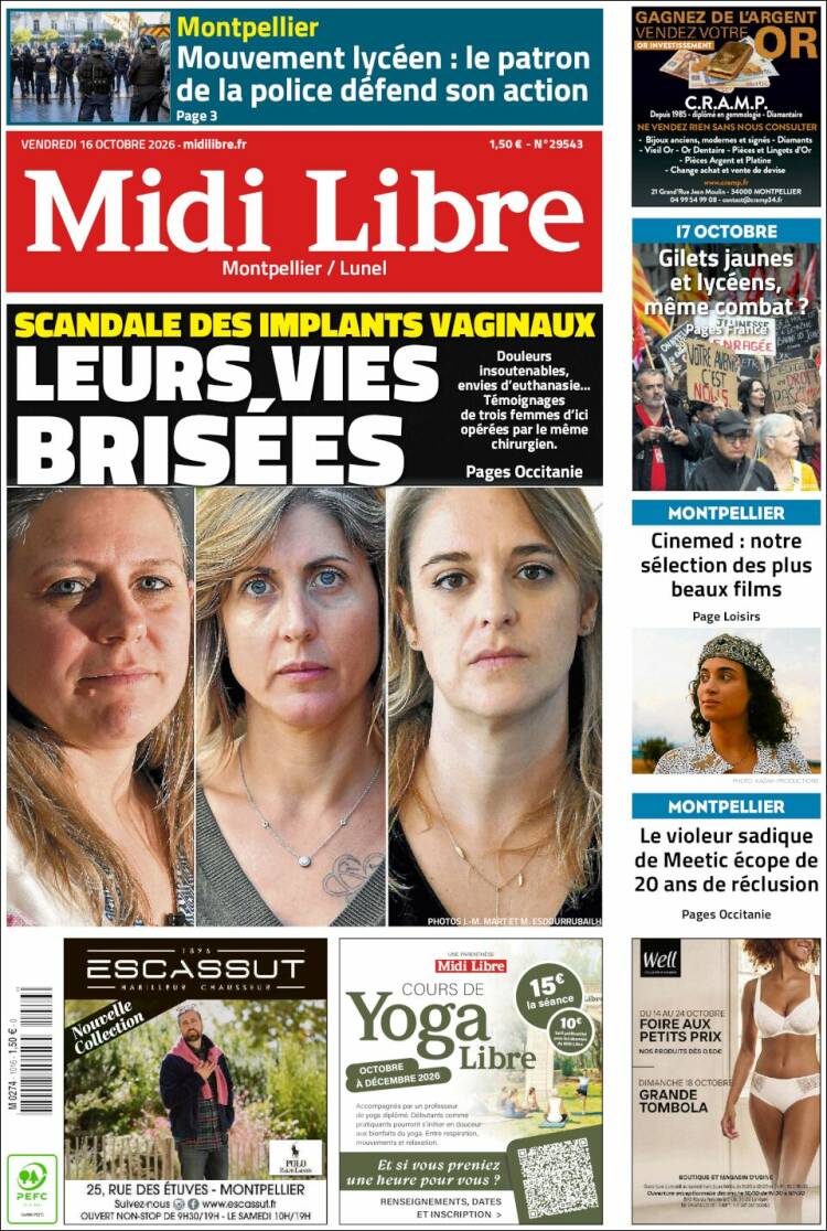 Portada de Midi Libre (Francia)