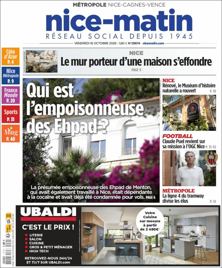 Portada de Nice-Matin (Francia)