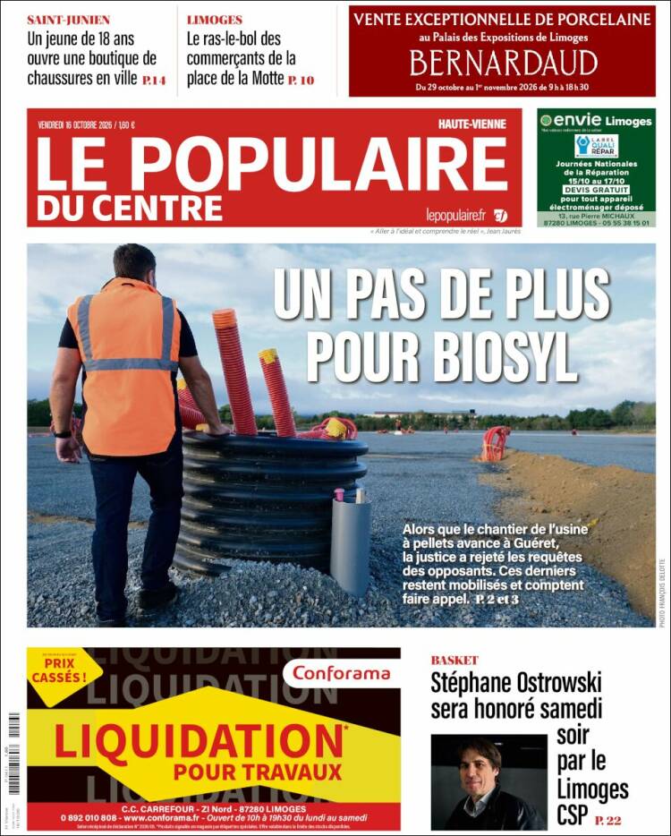 Portada de Le Populaire du Centre (Francia)