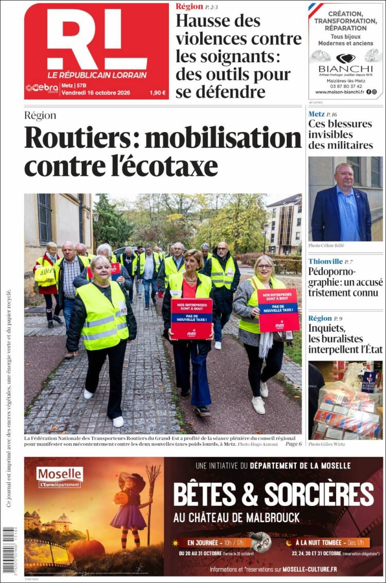 Portada de Le Republicain Lorrain (Francia)