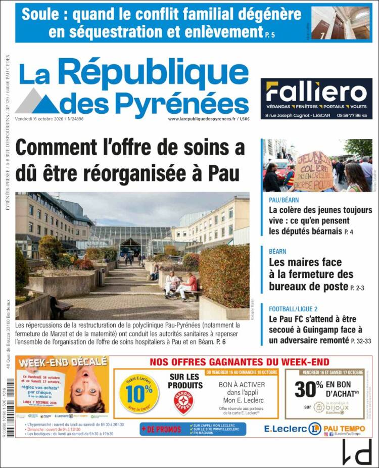 Portada de La République des Pyrénées (Francia)