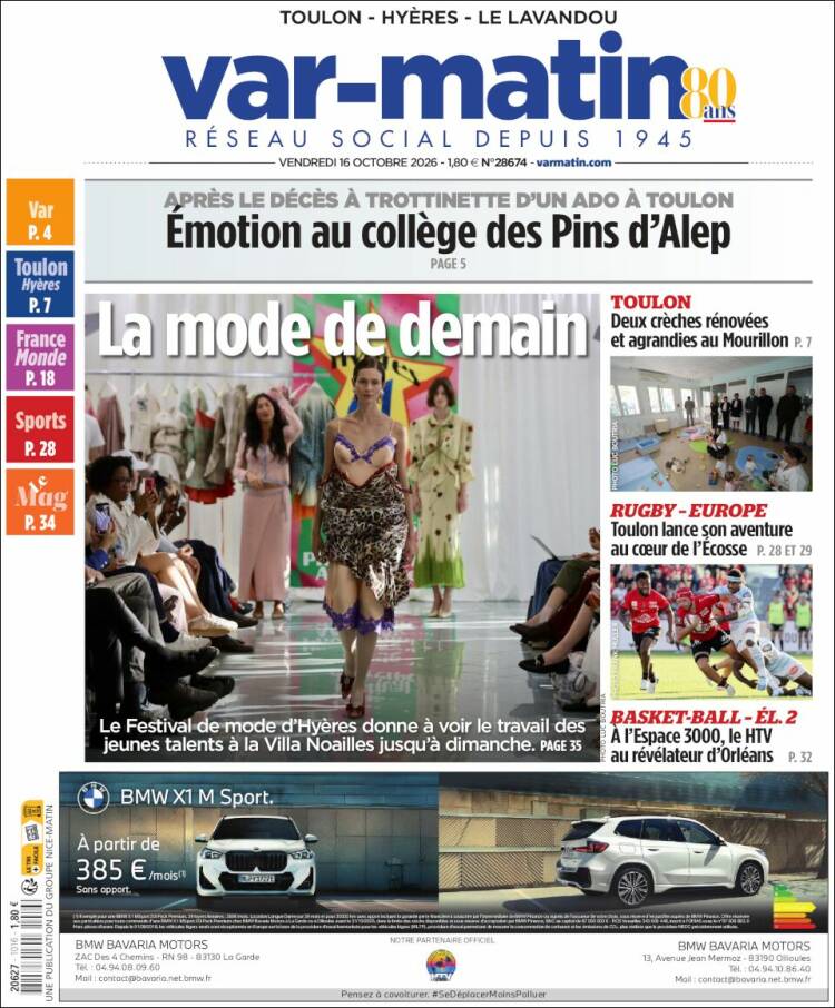 Portada de Var-Matin (France)