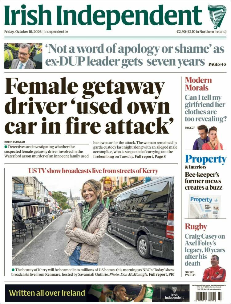 Portada de Irish Independent (Irlanda)