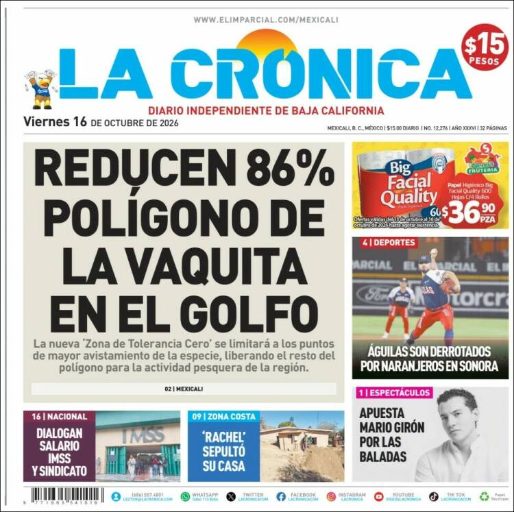 Portada de La Crónica de Baja California (M&eacute;xico)