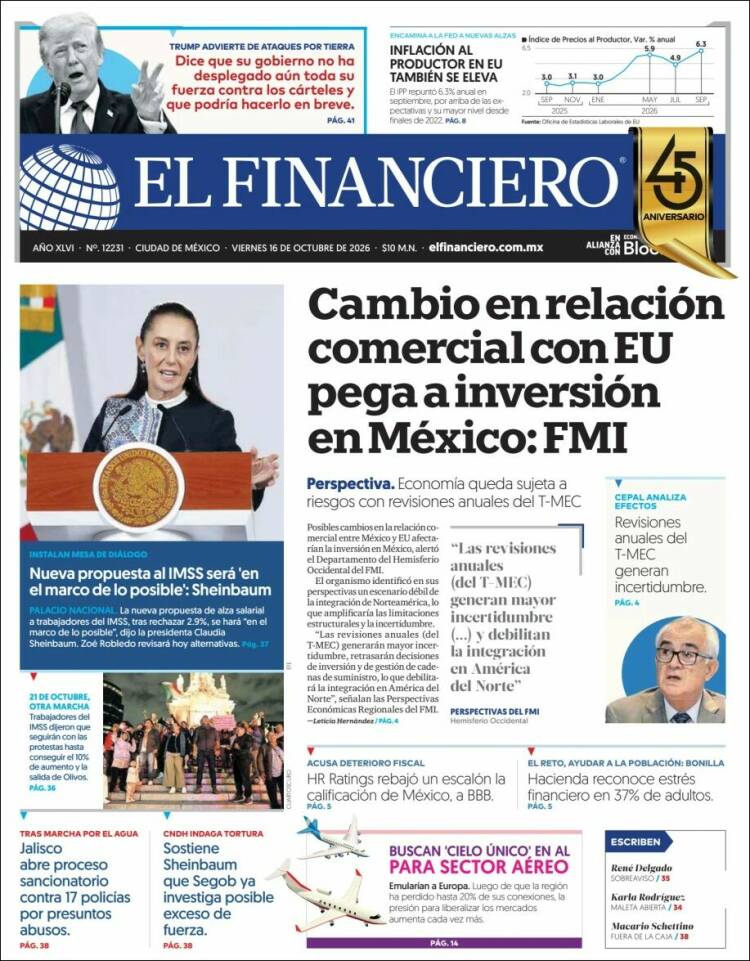 Portada de El Financiero (M&eacute;xico)