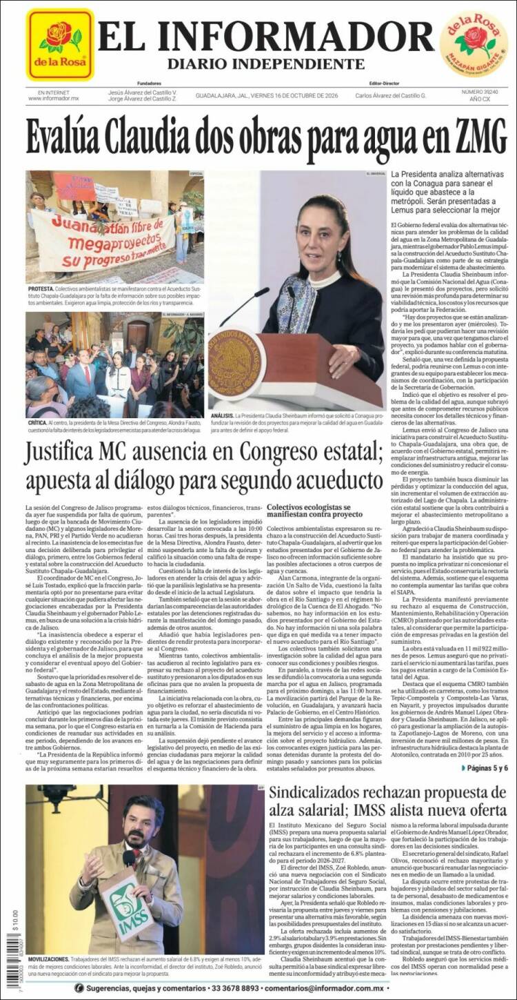 Portada de El Informador (M&eacute;xico)