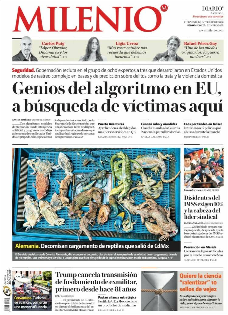 Portada de Milenio (M&eacute;xico)