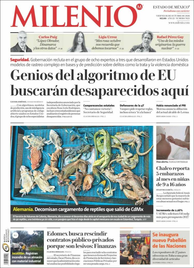 Portada de Milenio - Estado de México (M&eacute;xico)