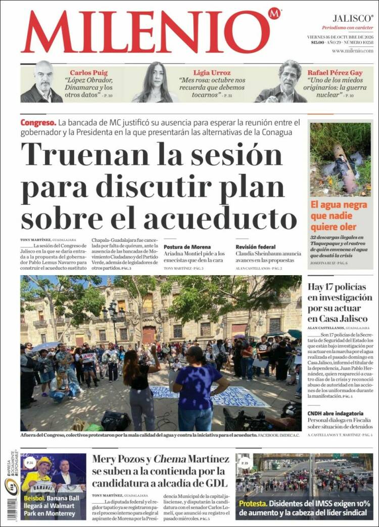 Portada de Milenio - Jalisco (M&eacute;xico)