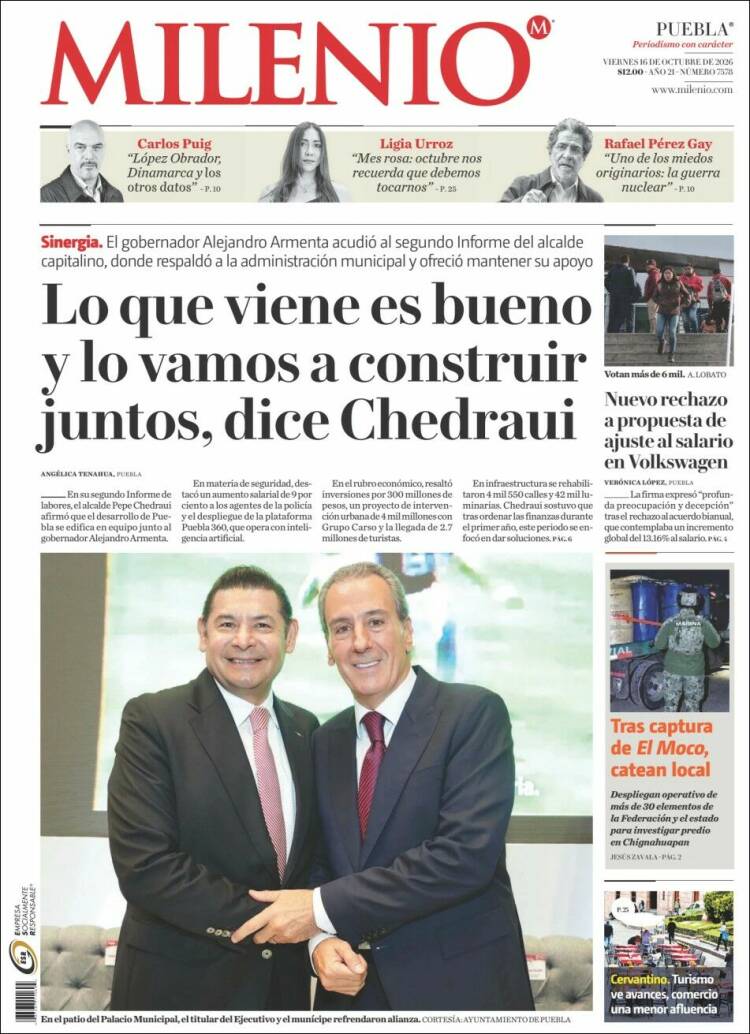 Portada de Milenio de Puebla (M&eacute;xico)