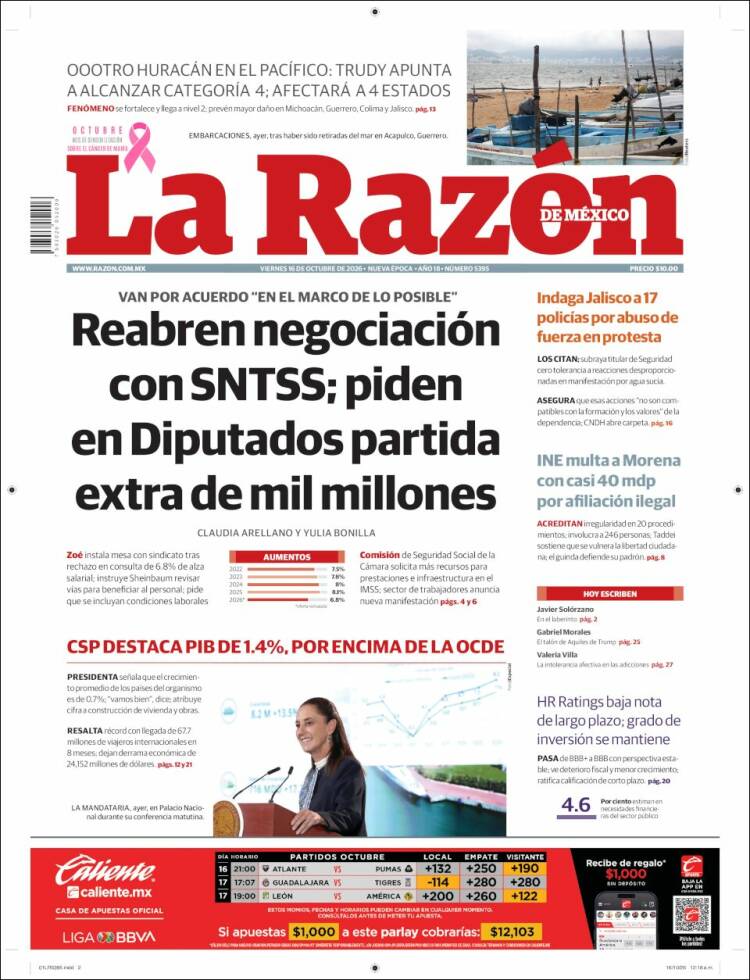 Portada de La Razón (M&eacute;xico)