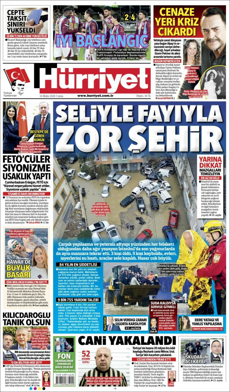 Portada de Hürriyet (Turqu&iacute;a)