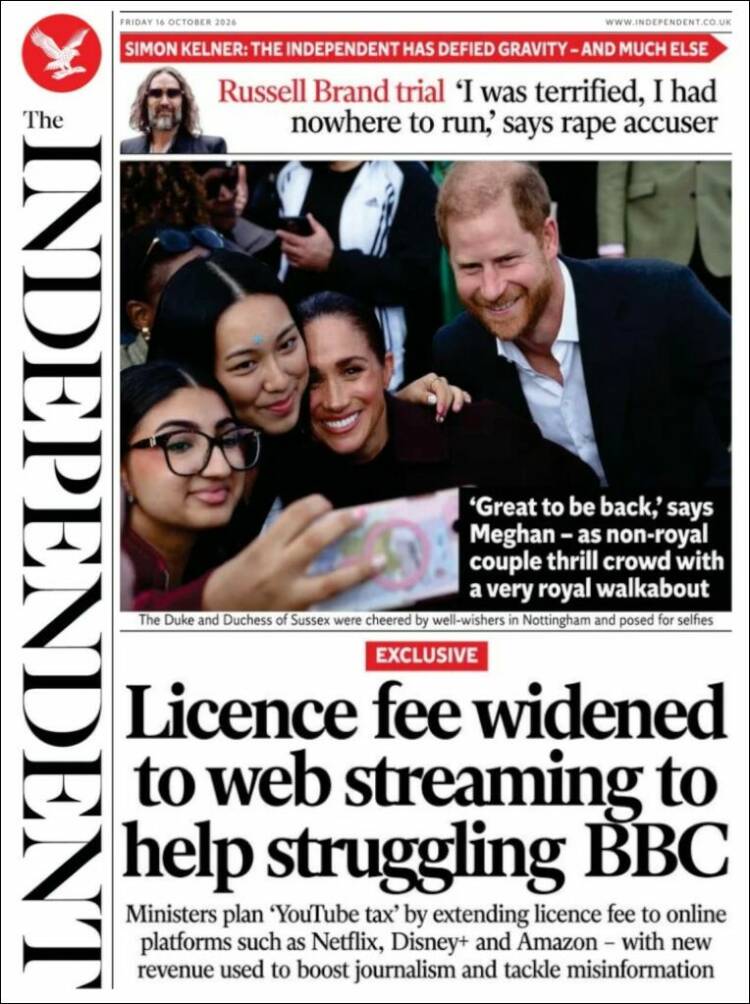Portada de The Independent (Reino Unido)