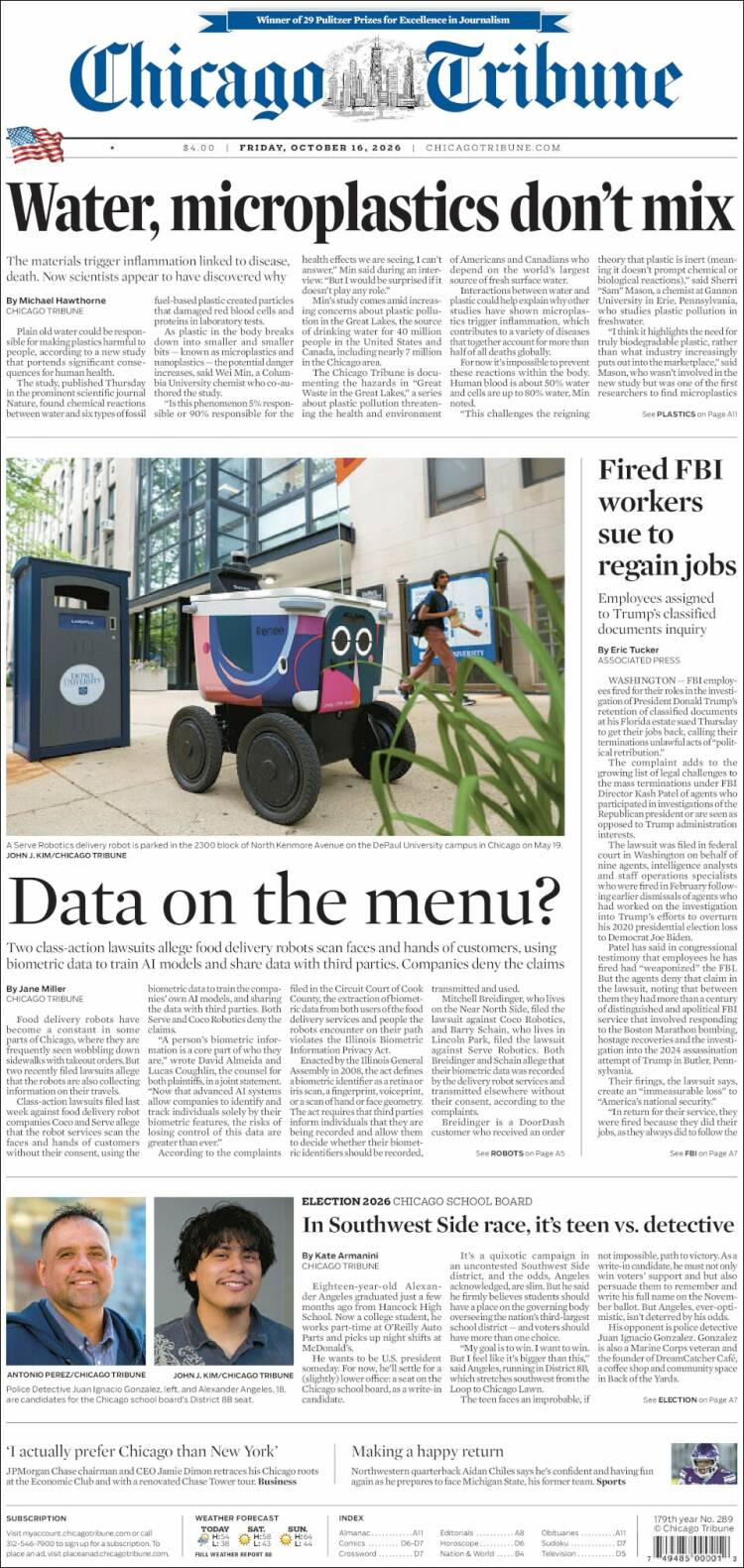 Portada de Chicago Tribune (USA)