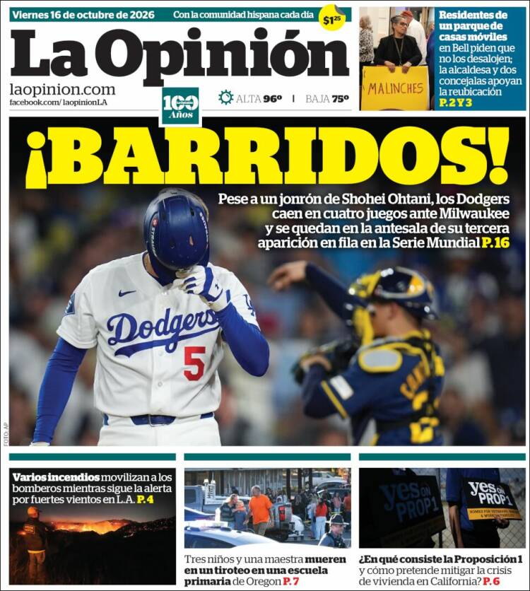 Portada de La Opinión (USA)