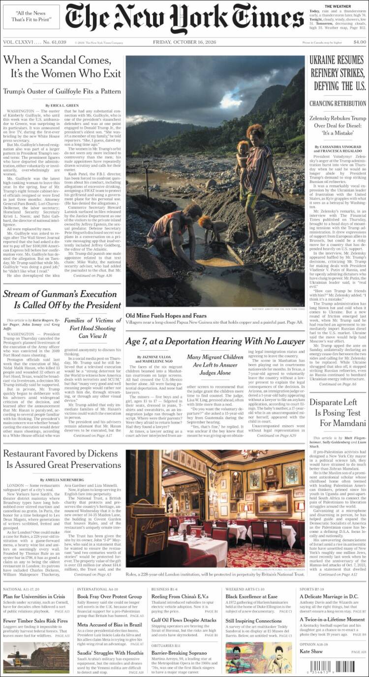 Portada de New York Times (USA)