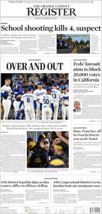 Portada de The Orange County Register (USA)