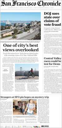 Portada de San Francisco Chronicle (USA)