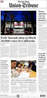 Portada de The San Diego Union-Tribune (USA)