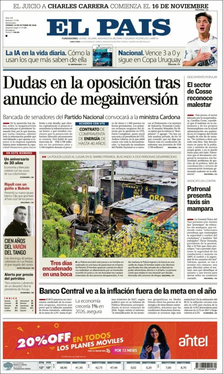 Portada de El País (Uruguay)