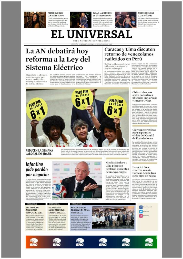 Portada de Universal (Venezuela)