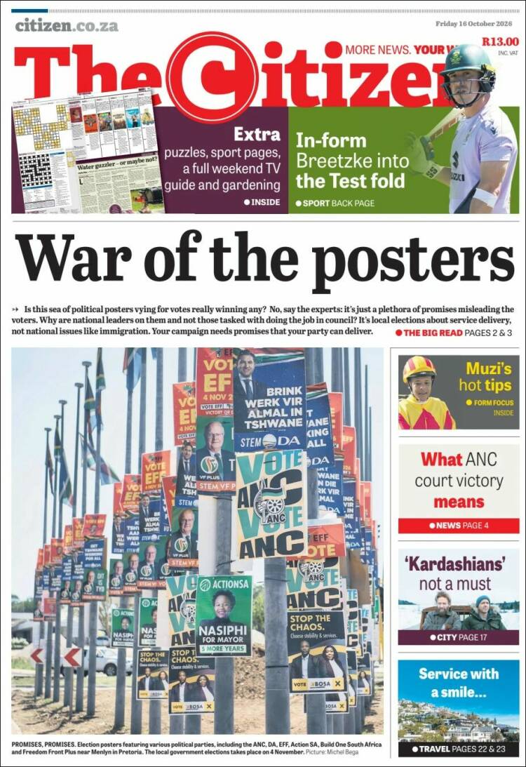 Portada de The Citizen (Sud&aacute;frica)