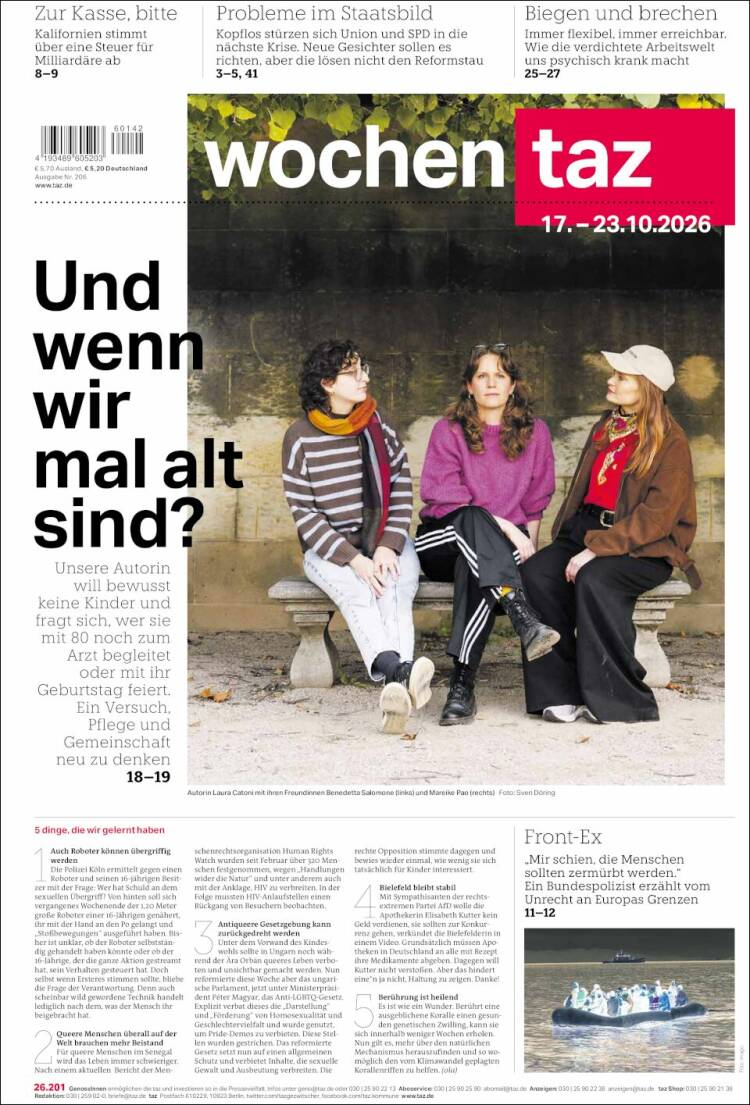 Portada de Die Tageszeitung (Germany)