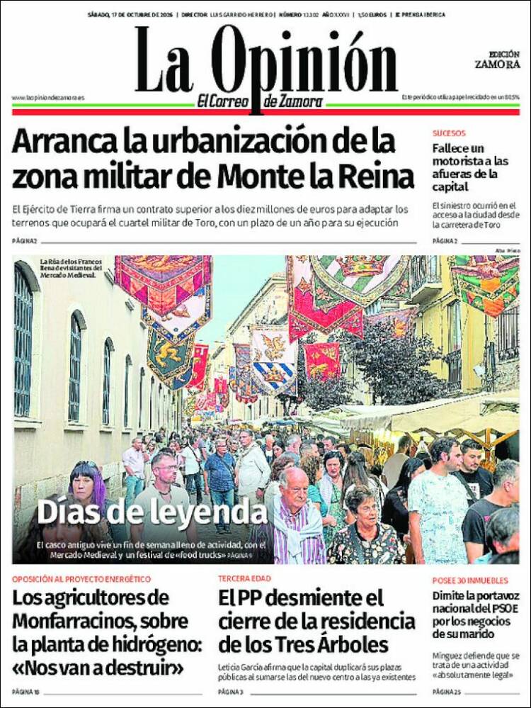 Portada de La Opinión - El Correo de Zamora (Espa&ntilde;a)