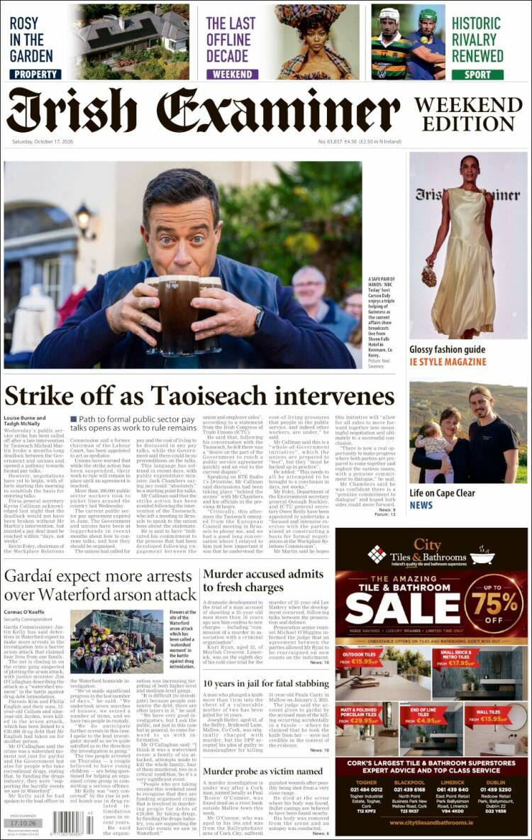Portada de Irish Examiner (Ireland)