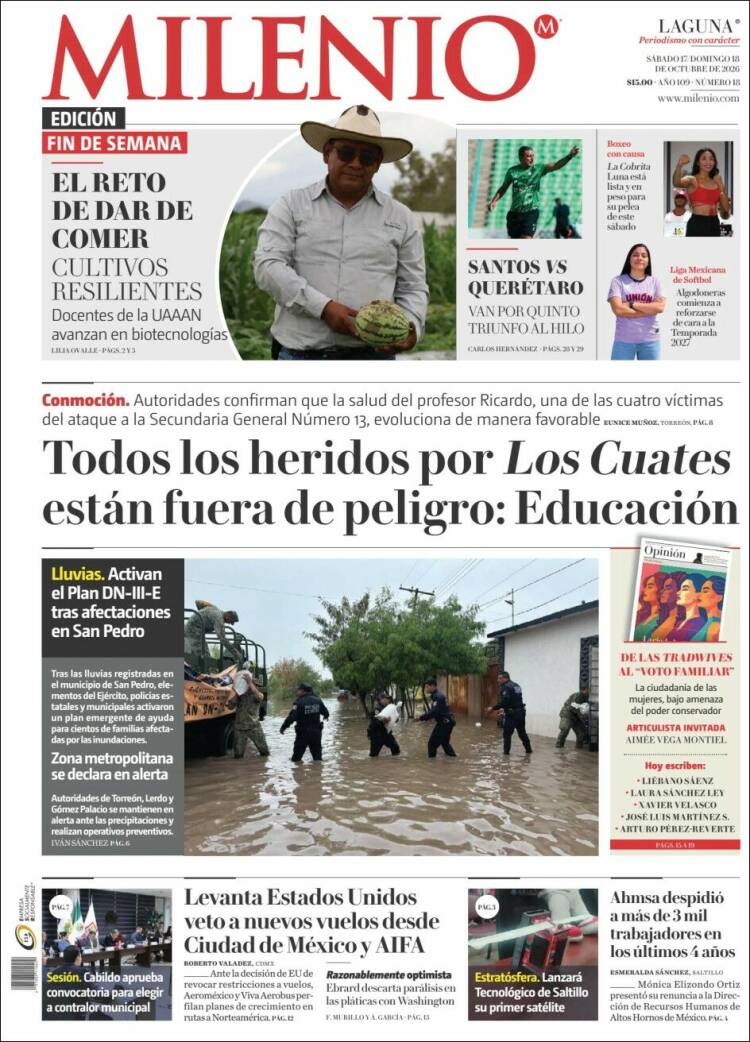 Portada de Milenio - Laguna (Mexico)
