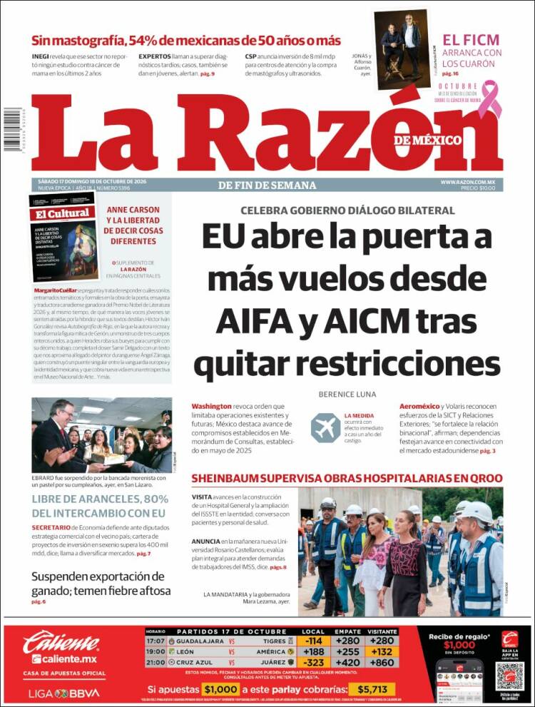 Portada de La Razón (Mexico)