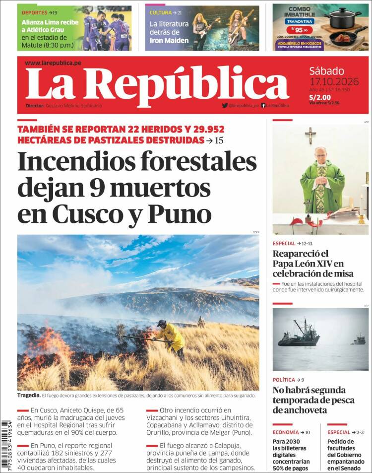 Portada de La Republica (P&eacute;rou)