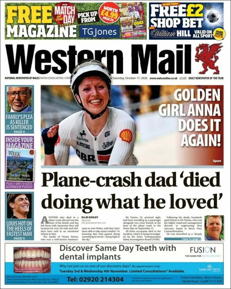 Portada de Western Mail (Royaume-Uni)