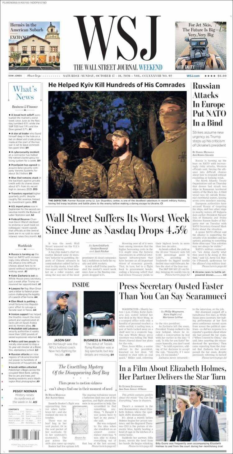 Portada de Wall Street Journal (&Eacute;tats-Unis)