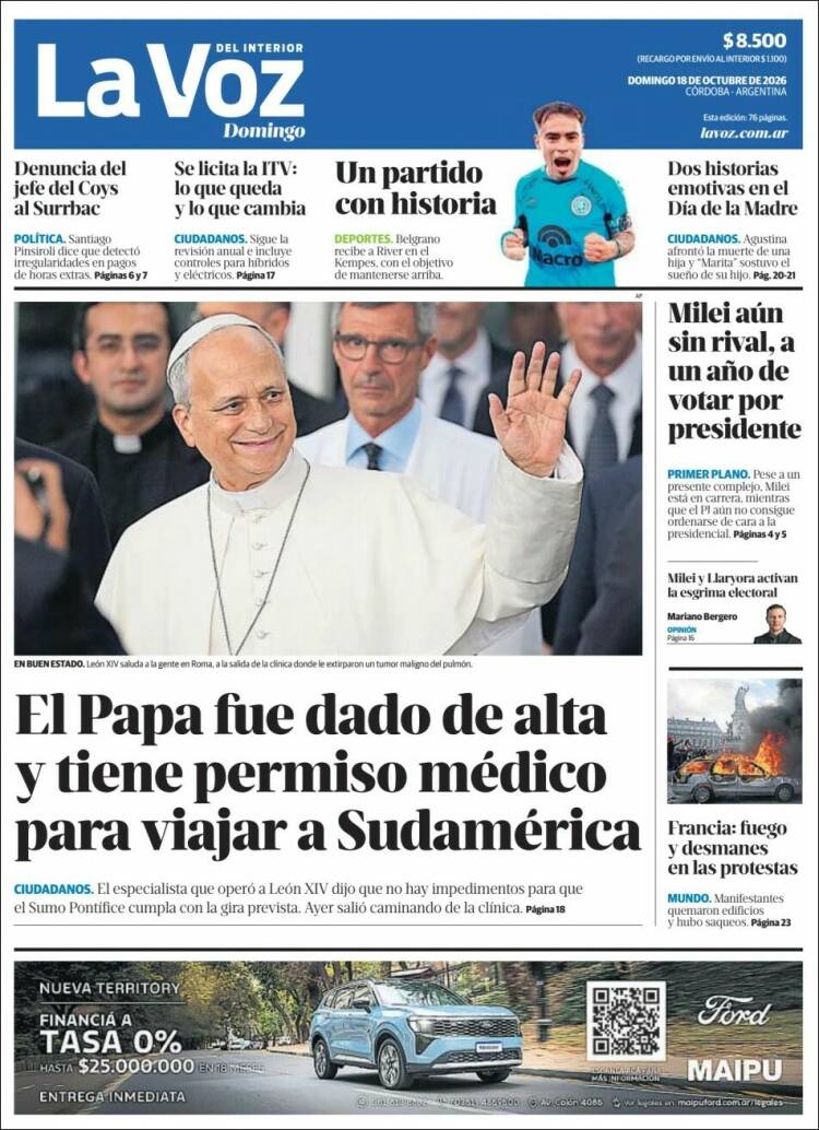 Portada de La Voz del Interior (Argentina)