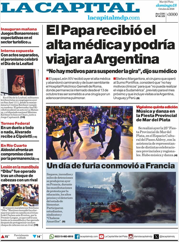 Portada de Diario La Capital - Mar del Plata (Argentine)