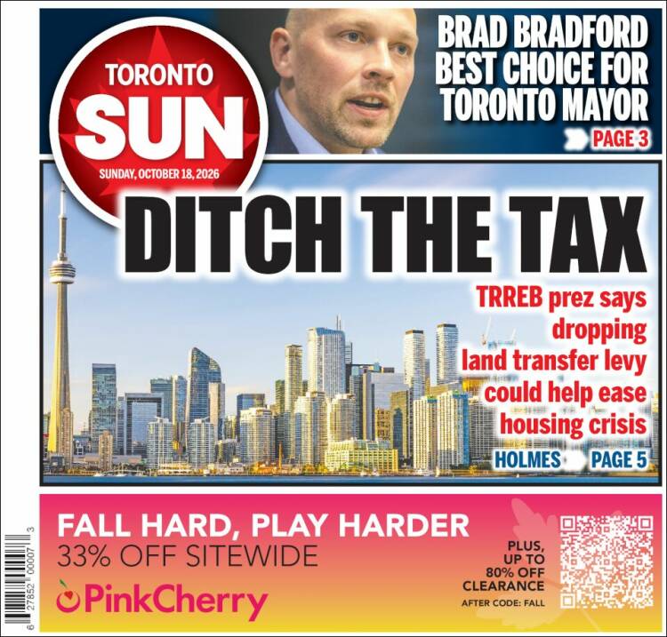 Portada de The Toronto Sun (Canad&aacute;)