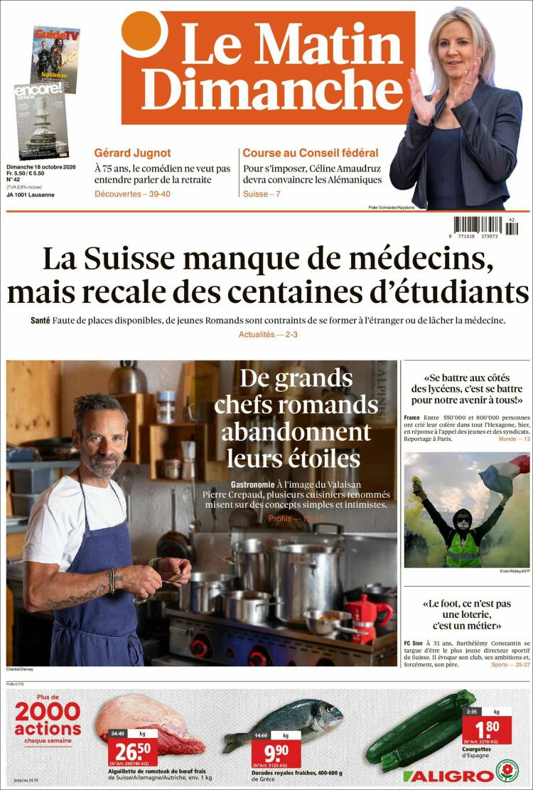 Portada de Le Matin (Suiza)