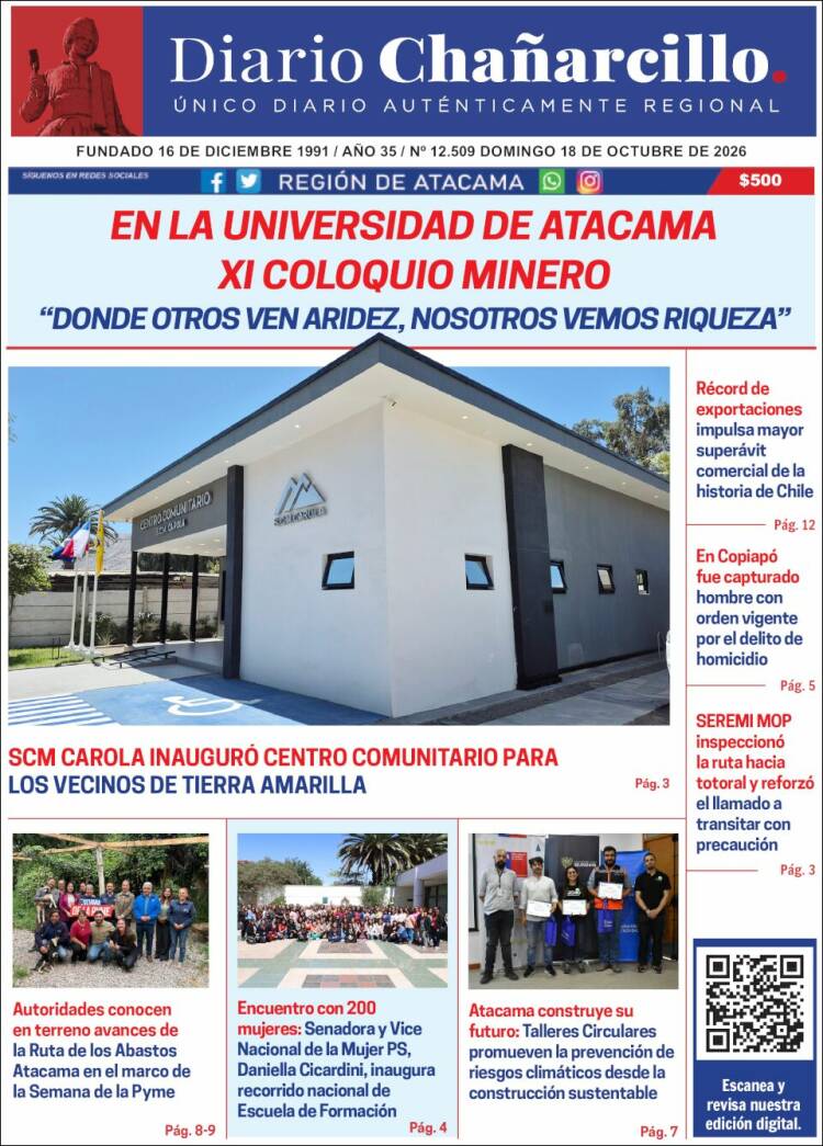 Portada de Diario Chañarcillo (Chile)