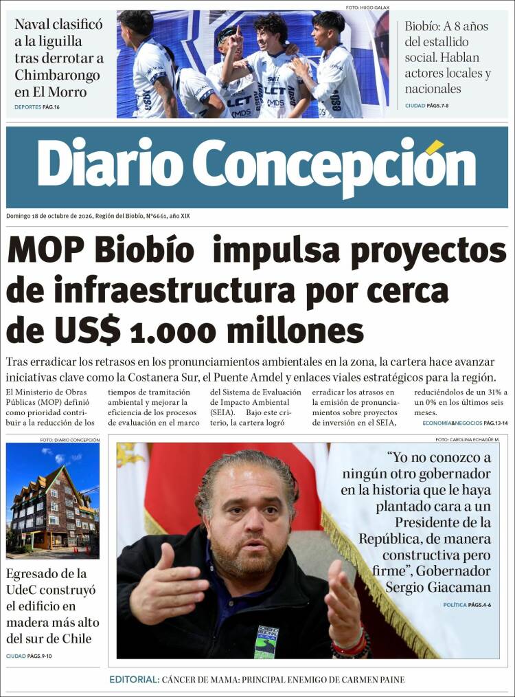 Portada de Diario de Concepción (Chile)