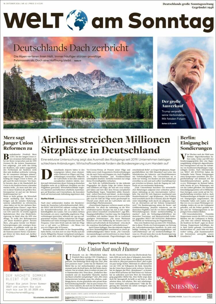 Portada de Die Welt (Alemania)