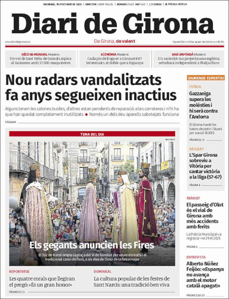 Portada de Diari de Girona (Espa&ntilde;a)